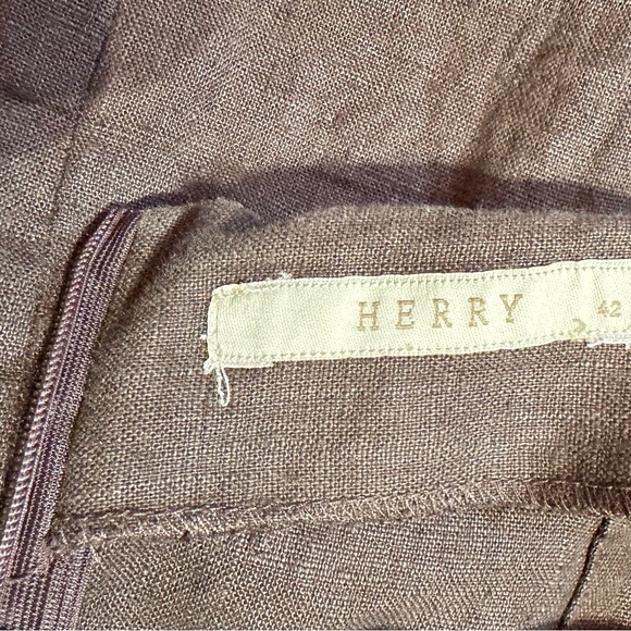 HERRY Istanbul - Linen Dress with CROCHET Halter Top Sz S - BROWN - Picture 3 of 7